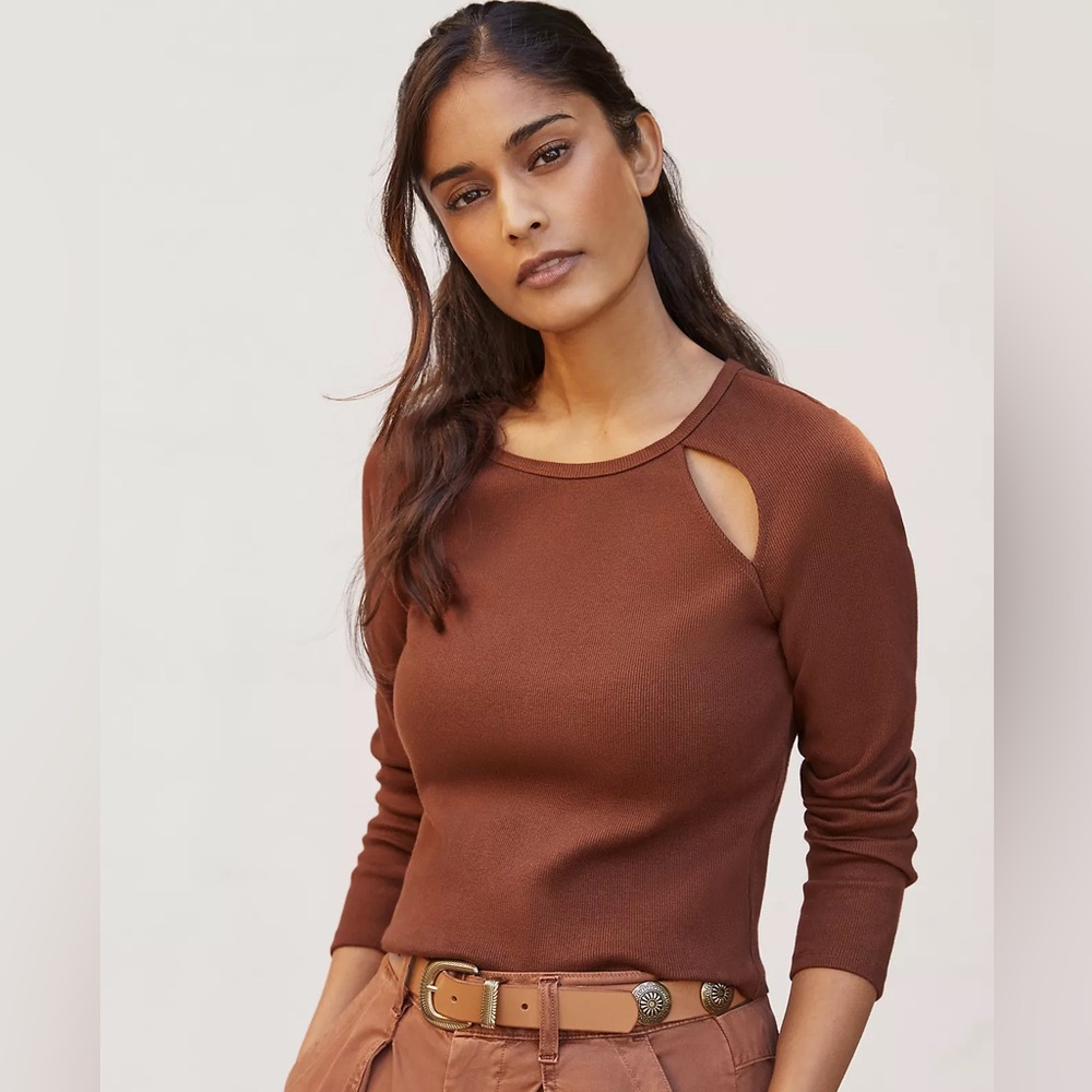 Maeve Ribbed Cut-Out Top